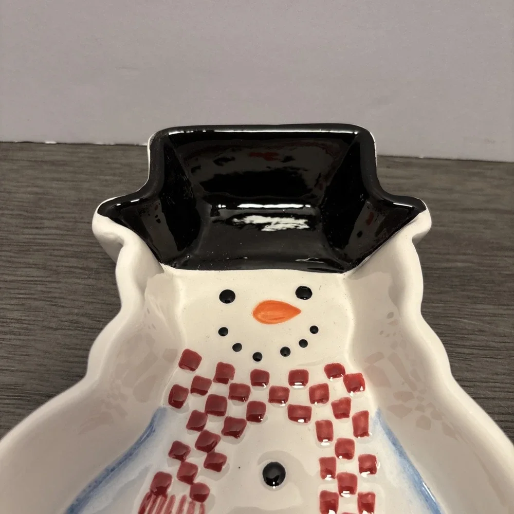 1998 Snowman Ceramic Christmas Trinket Dish Bath & Body Works Holiday‎ Edition